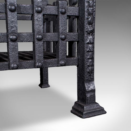 ANTIQUE FIRE BASKET ENGLISH WROUGHT IRON FIREPLACE GRATE VICTORIAN C1885 - ADDITIONAL PHOTO 9
