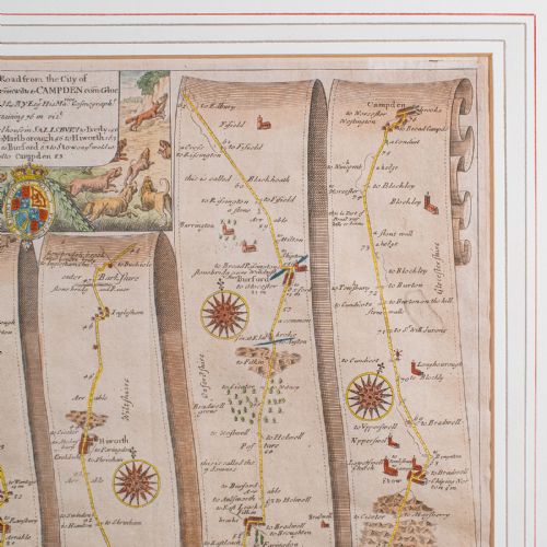 ANTIQUE COACHING MAP SALISBURY TO CAMPDEN ENGLISH FRAMED CARTOGRAPHY OGILBY - ADDITIONAL PHOTO 9