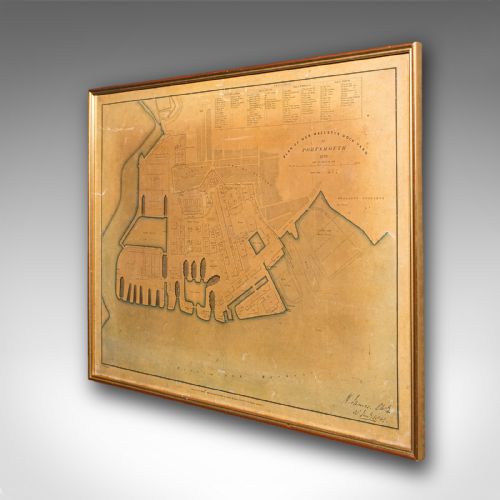 ANTIQUE TOWN PLAN PORTSMOUTH DOCKYARD ENGLISH FRAMED CARTOGRAPHY VICTORIAN - ADDITIONAL PHOTO 2