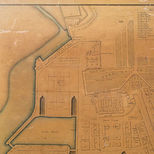ANTIQUE TOWN PLAN PORTSMOUTH DOCKYARD ENGLISH FRAMED CARTOGRAPHY VICTORIAN - ADDITIONAL PHOTO 7