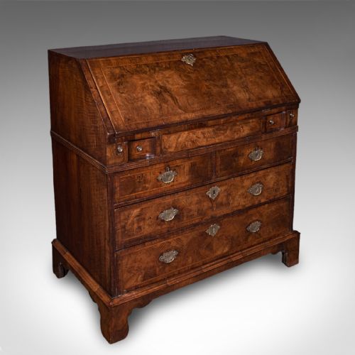 ANTIQUE FALL FRONT BUREAU ENGLISH WALNUT WRITING CABINET GEORGIAN C1750 - ADDITIONAL PHOTO 2
