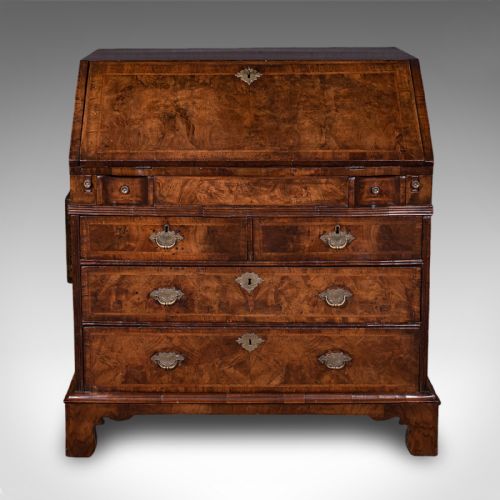 ANTIQUE FALL FRONT BUREAU ENGLISH WALNUT WRITING CABINET GEORGIAN C1750 - ADDITIONAL PHOTO 3