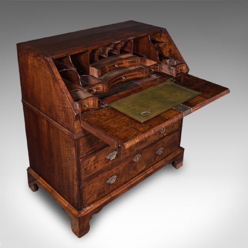 ANTIQUE FALL FRONT BUREAU ENGLISH WALNUT WRITING CABINET GEORGIAN C1750 - ADDITIONAL PHOTO 10