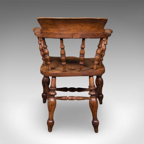 PAIR OF ANTIQUE COUNTRY HOUSE CAPTAIN'S CHAIRS ENGLISH SMOKER'S BOW VICTORIAN - ADDITIONAL PHOTO 6
