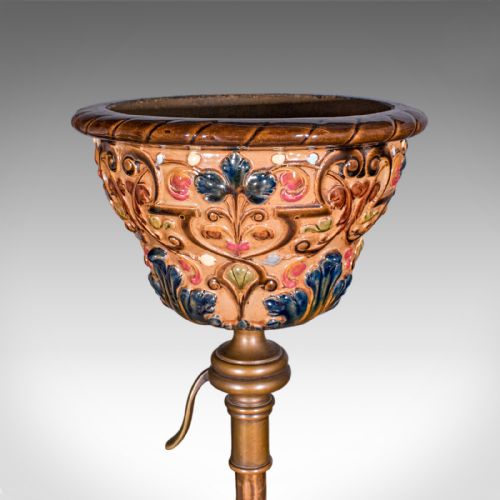 fig 3. Antique Hanging Plant Stand, English, Aesthetic Movement, Adjustable, Victorian