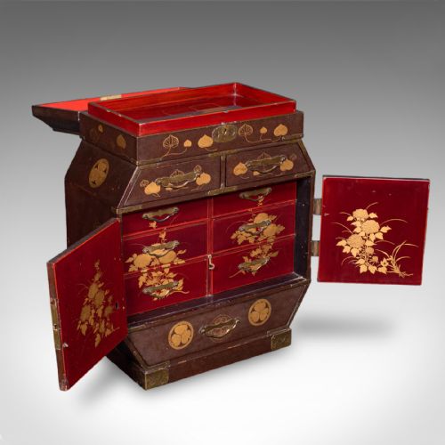 ANTIQUE MEIJI TABLE BOX JAPANESE LACQUERED LOOSE LEAF TEA CASE VICTORIAN - ADDITIONAL PHOTO 1