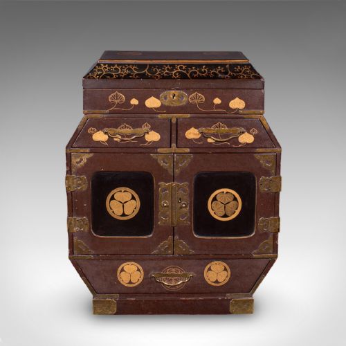 ANTIQUE MEIJI TABLE BOX JAPANESE LACQUERED LOOSE LEAF TEA CASE VICTORIAN - ADDITIONAL PHOTO 2