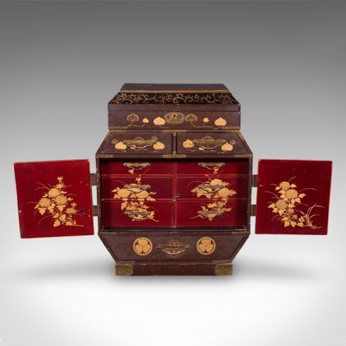 ANTIQUE MEIJI TABLE BOX JAPANESE LACQUERED LOOSE LEAF TEA CASE VICTORIAN - ADDITIONAL PHOTO 5