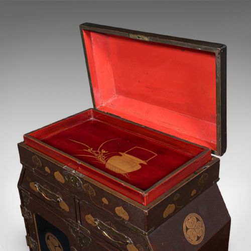 ANTIQUE MEIJI TABLE BOX JAPANESE LACQUERED LOOSE LEAF TEA CASE VICTORIAN - ADDITIONAL PHOTO 9
