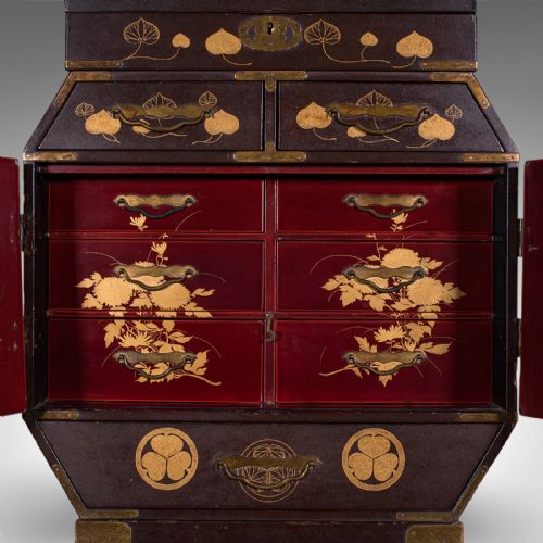 ANTIQUE MEIJI TABLE BOX JAPANESE LACQUERED LOOSE LEAF TEA CASE VICTORIAN - ADDITIONAL PHOTO 10