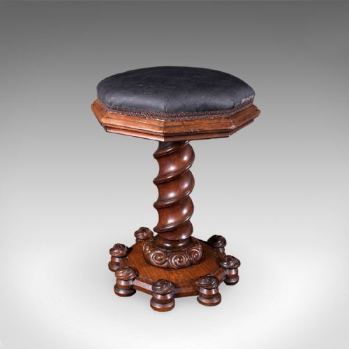 ANTIQUE ESTATE CHAPEL ORGANIST'S STOOL SCOTTISH WALNUT MUSIC RISER WILLIAM IV