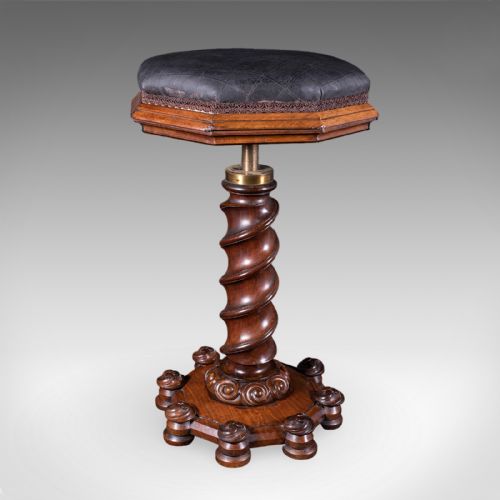 ANTIQUE ESTATE CHAPEL ORGANIST'S STOOL SCOTTISH WALNUT MUSIC RISER WILLIAM IV - ADDITIONAL PHOTO 1