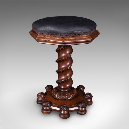 ANTIQUE ESTATE CHAPEL ORGANIST'S STOOL SCOTTISH WALNUT MUSIC RISER WILLIAM IV - ADDITIONAL PHOTO 2