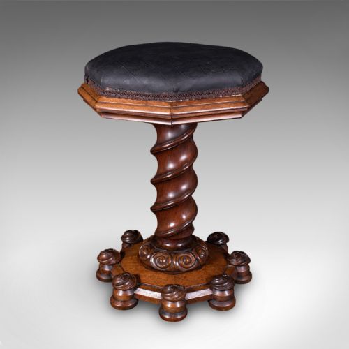 ANTIQUE ESTATE CHAPEL ORGANIST'S STOOL SCOTTISH WALNUT MUSIC RISER WILLIAM IV - ADDITIONAL PHOTO 3