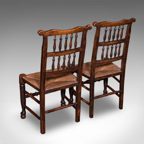 6 ANTIQUE LANCASHIRE DINING CHAIRS ENGLISH BEECH CARVER SEAT EDWARDIAN 1905 - ADDITIONAL PHOTO 3