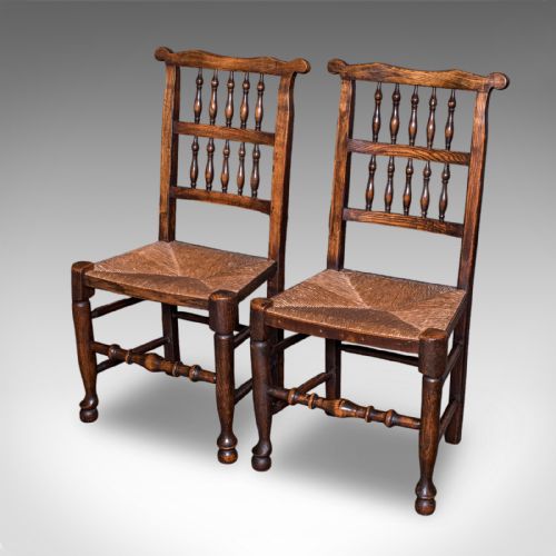 6 ANTIQUE LANCASHIRE DINING CHAIRS ENGLISH BEECH CARVER SEAT EDWARDIAN 1905 - ADDITIONAL PHOTO 5