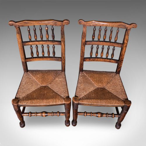6 ANTIQUE LANCASHIRE DINING CHAIRS ENGLISH BEECH CARVER SEAT EDWARDIAN 1905 - ADDITIONAL PHOTO 9