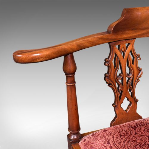 ANTIQUE CORNER ARMCHAIR ENGLISH DRESSING SEAT GEORGIAN REVIVAL EDWARDIAN - ADDITIONAL PHOTO 8