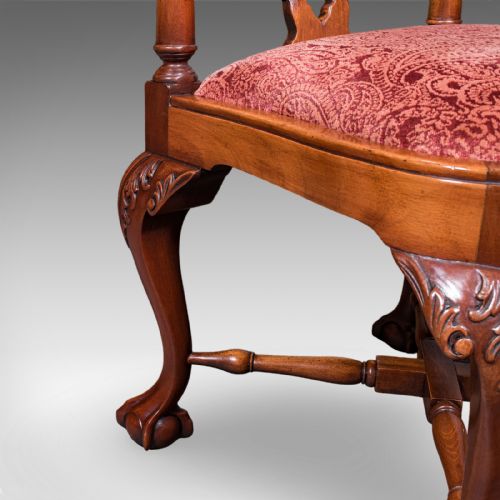 ANTIQUE CORNER ARMCHAIR ENGLISH DRESSING SEAT GEORGIAN REVIVAL EDWARDIAN - ADDITIONAL PHOTO 10