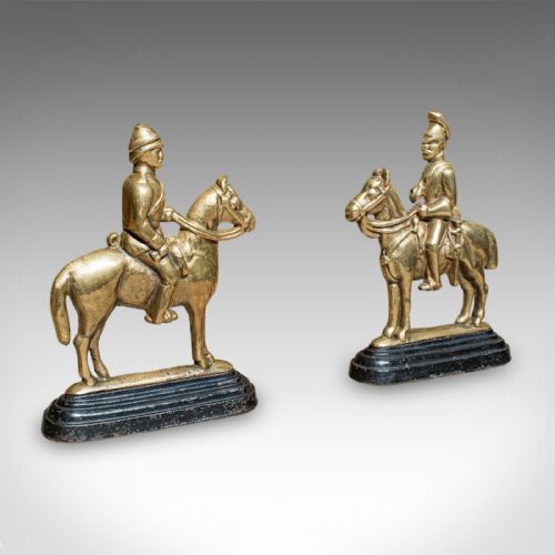 PAIR OF ANTIQUE MOUNTED HORSE RIDER BOOKENDS ENGLISH BOOK RESTS VICTORIAN
