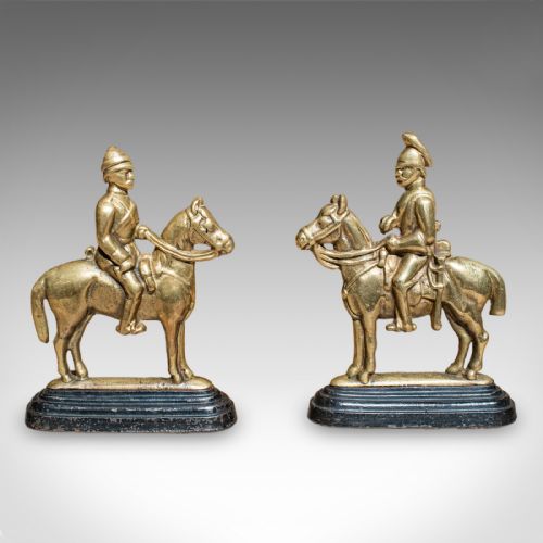 PAIR OF ANTIQUE MOUNTED HORSE RIDER BOOKENDS ENGLISH BOOK RESTS VICTORIAN - ADDITIONAL PHOTO 2