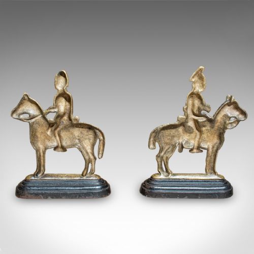 PAIR OF ANTIQUE MOUNTED HORSE RIDER BOOKENDS ENGLISH BOOK RESTS VICTORIAN - ADDITIONAL PHOTO 3