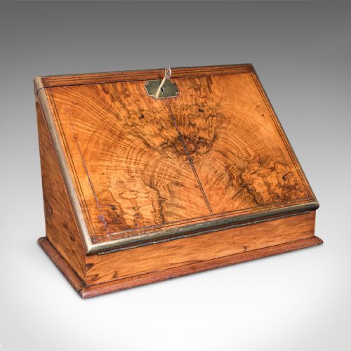 ANTIQUE ADMIRAL'S WRITING STATION ENGLISH WALNUT STATIONERY CASE REGENCY - ADDITIONAL PHOTO 1
