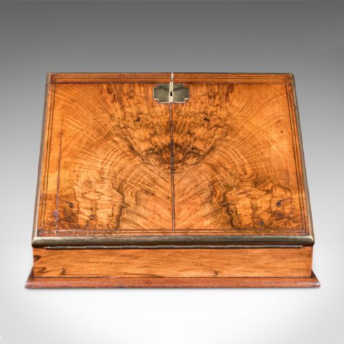 ANTIQUE ADMIRAL'S WRITING STATION ENGLISH WALNUT STATIONERY CASE REGENCY - ADDITIONAL PHOTO 2