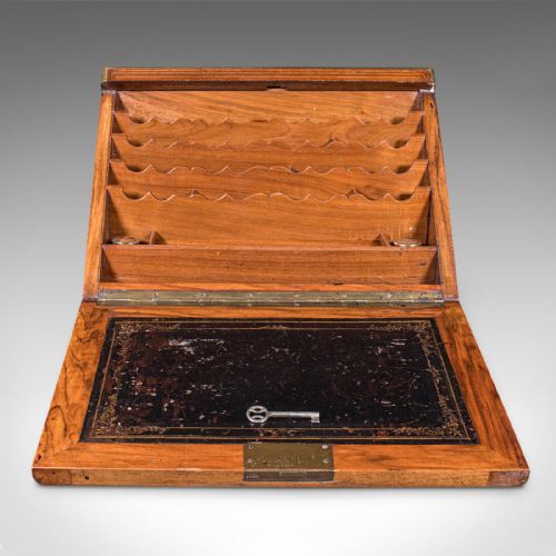 ANTIQUE ADMIRAL'S WRITING STATION ENGLISH WALNUT STATIONERY CASE REGENCY - ADDITIONAL PHOTO 3
