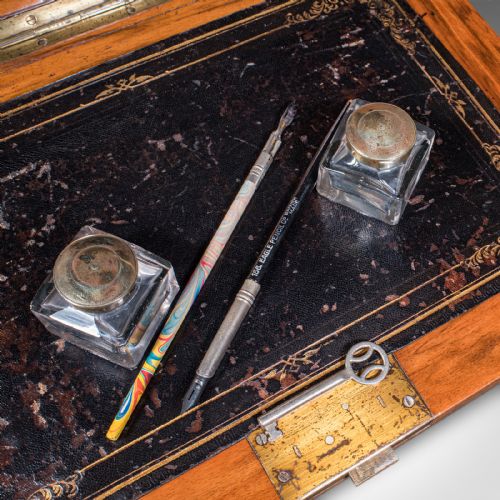 ANTIQUE ADMIRAL'S WRITING STATION ENGLISH WALNUT STATIONERY CASE REGENCY - ADDITIONAL PHOTO 11