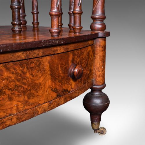 ANTIQUE CANTERBURY STAND ENGLISH BURR WALNUT NEWSPAPER MAGAZINE REGENCY - ADDITIONAL PHOTO 9