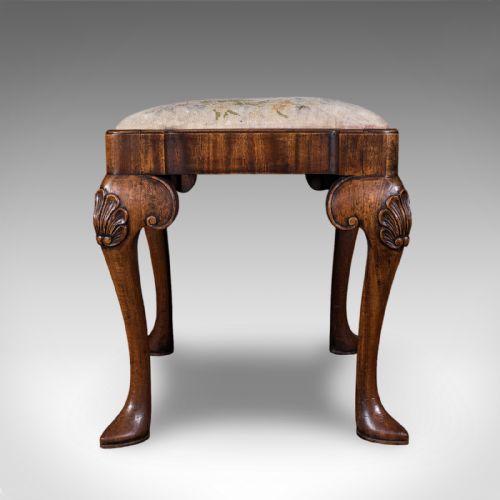 ANTIQUE QUEEN ANNE REVIVAL DRESSING STOOL ENGLISH NEEDLEPOINT VICTORIAN 1870 - ADDITIONAL PHOTO 5