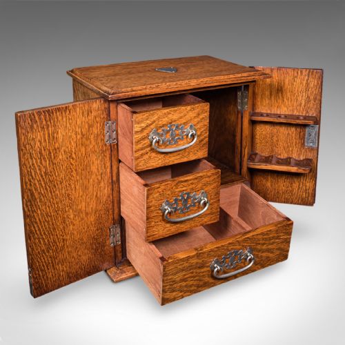 ANTIQUE CAMBRIDGE DOCTOR'S SMOKING CABINET ENGLISH SMOKER'S CASE EDWARDIAN