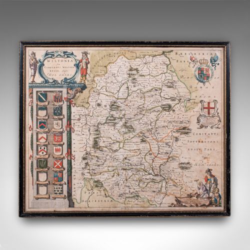 ANTIQUE WILTSHIRE COUNTY MAP DUTCH FRAMED CARTOGRAPHY LATIN BLAEU C1650 - ADDITIONAL PHOTO 1