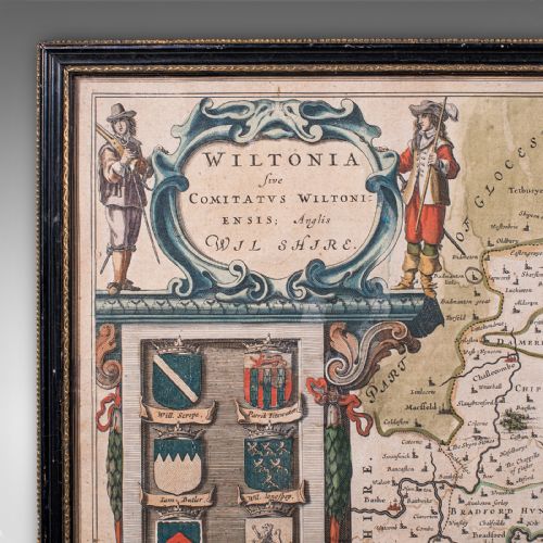 ANTIQUE WILTSHIRE COUNTY MAP DUTCH FRAMED CARTOGRAPHY LATIN BLAEU C1650 - ADDITIONAL PHOTO 2