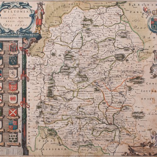 ANTIQUE WILTSHIRE COUNTY MAP DUTCH FRAMED CARTOGRAPHY LATIN BLAEU C1650 - ADDITIONAL PHOTO 3