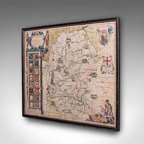 ANTIQUE WILTSHIRE COUNTY MAP DUTCH FRAMED CARTOGRAPHY LATIN BLAEU C1650 - ADDITIONAL PHOTO 4