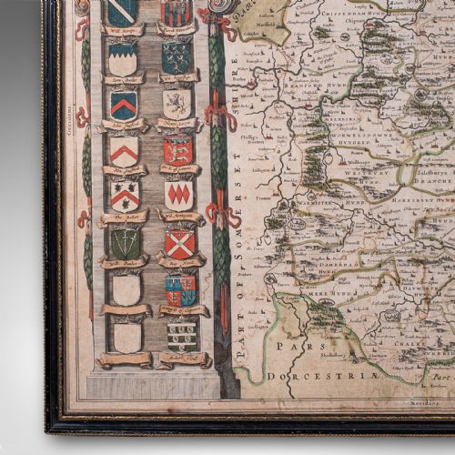 ANTIQUE WILTSHIRE COUNTY MAP DUTCH FRAMED CARTOGRAPHY LATIN BLAEU C1650 - ADDITIONAL PHOTO 6