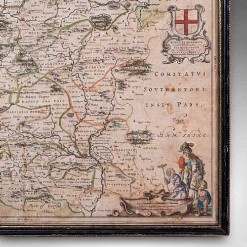 ANTIQUE WILTSHIRE COUNTY MAP DUTCH FRAMED CARTOGRAPHY LATIN BLAEU C1650 - ADDITIONAL PHOTO 7