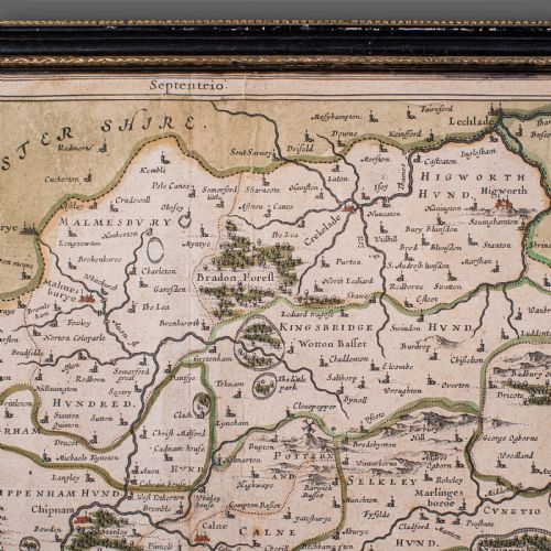 ANTIQUE WILTSHIRE COUNTY MAP DUTCH FRAMED CARTOGRAPHY LATIN BLAEU C1650 - ADDITIONAL PHOTO 8