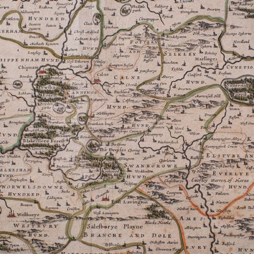 ANTIQUE WILTSHIRE COUNTY MAP DUTCH FRAMED CARTOGRAPHY LATIN BLAEU C1650 - ADDITIONAL PHOTO 9