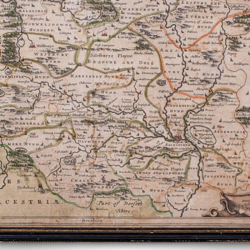 ANTIQUE WILTSHIRE COUNTY MAP DUTCH FRAMED CARTOGRAPHY LATIN BLAEU C1650 - ADDITIONAL PHOTO 10