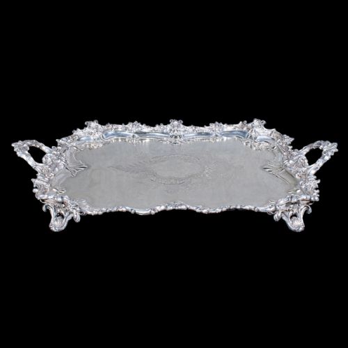 LARGE ANTIQUE PRESENTATION TRAY ENGLISH SILVER PLATE AFTERNOON TEA VICTORIAN - ADDITIONAL PHOTO 1