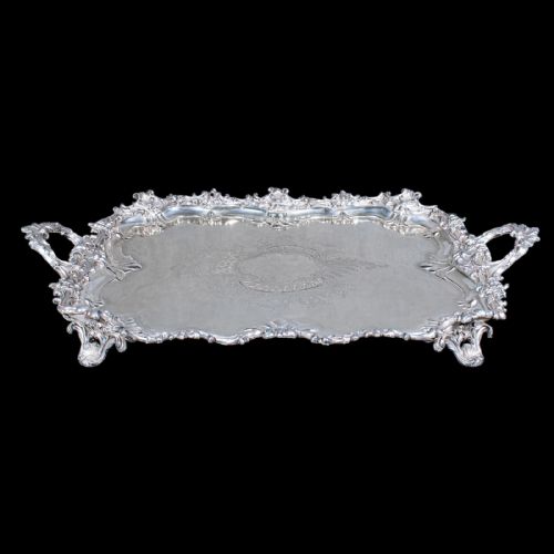 LARGE ANTIQUE PRESENTATION TRAY ENGLISH SILVER PLATE AFTERNOON TEA VICTORIAN - ADDITIONAL PHOTO 3