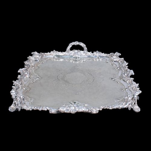 LARGE ANTIQUE PRESENTATION TRAY ENGLISH SILVER PLATE AFTERNOON TEA VICTORIAN - ADDITIONAL PHOTO 4