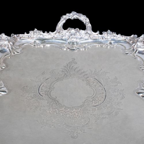 LARGE ANTIQUE PRESENTATION TRAY ENGLISH SILVER PLATE AFTERNOON TEA VICTORIAN - ADDITIONAL PHOTO 5