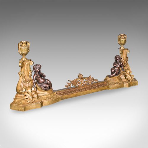 Antique Adjustable Fireplace Fender, English, Bronze, Fire Kerb, Victorian, 1880