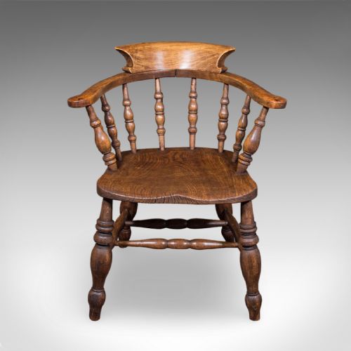 ANTIQUE COUNTRY HOUSE CAPTAIN'S CHAIR ENGLISH SMOKER'S BOW EDWARDIAN C1906 - ADDITIONAL PHOTO 1