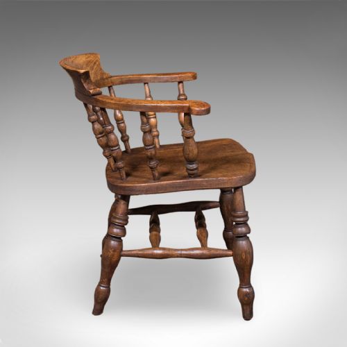 ANTIQUE COUNTRY HOUSE CAPTAIN'S CHAIR ENGLISH SMOKER'S BOW EDWARDIAN C1906 - ADDITIONAL PHOTO 2