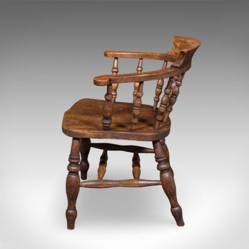 ANTIQUE COUNTRY HOUSE CAPTAIN'S CHAIR ENGLISH SMOKER'S BOW EDWARDIAN C1906 - ADDITIONAL PHOTO 4